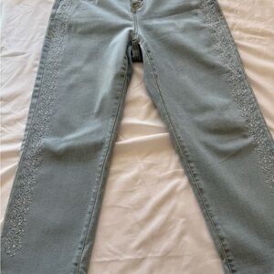 Style & Co. Sky Blue Ankle Jeans with Floral Embroidery